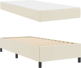 vidaXL Σκελετός Κρεβατιού με στρώμα Κρεμ 90 x 190 cm ύφασμα