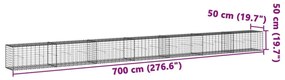 Συρματοκιβώτιο με Κάλυμμα 700x50x50 εκ. από Γαλβανισμένο Χάλυβα - Ασήμι