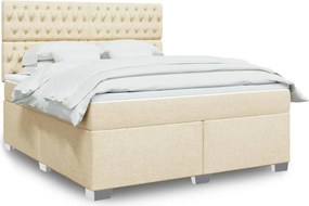 vidaXL Κρεβάτι Boxspring με Στρώμα Κρεμ 180x200 εκ. Υφασμάτινο