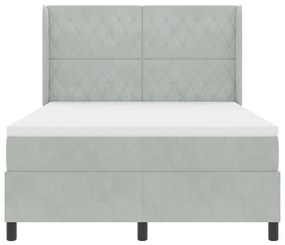 vidaXL Κρεβάτι με ελατήρια Ανοιχτό γκρι 160 x 200 cm Βελούδο