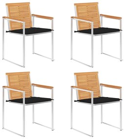 Καρέκλες Κήπου 4 τεμ. από Μασίφ Ξύλο Teak με Μαξιλάρια