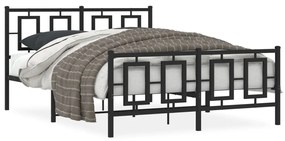 Πλαίσιο Κρεβατιού με Κεφαλάρι&amp;Ποδαρικό Μαύρο 140x200εκ. Μέταλλο