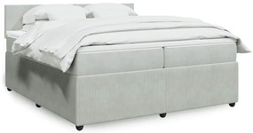 vidaXL Κρεβάτι Boxspring με Στρώμα Ανοιχτό Γκρι 200x200 εκ. Βελούδινο