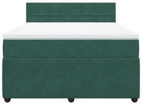 Κρεβάτι Boxspring με Στρώμα Σκούρο Πράσινο 160x200εκ. Βελούδινο - Πράσινο