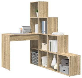 vidaXL Γωνιακό γραφείο με ράφι Sonoma Δρυς 101.5 x 149.5 x 149.5 εκ.