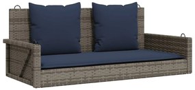 vidaXL Παγκάκι Κούνιας με Μαξιλάρια Γκρι 119 x 56 x 48 εκ. από Συνθετικό Ρατάν