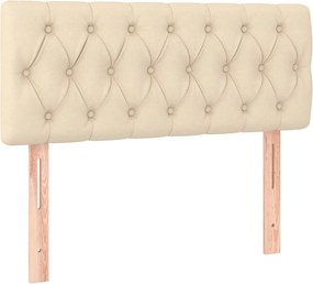 vidaXL Κρεβάτι Boxspring με Στρώμα &amp; LED Κρεμ 120x200 εκ. Υφασμάτινο