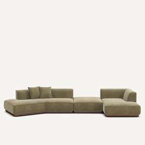 Γωνιακός καναπές δεξιός ανοιχτός από λινό βελούδο, JACOPO