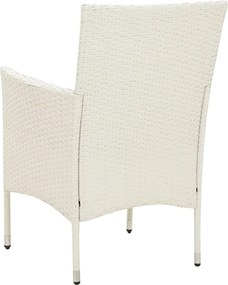 vidaXL Σετ Τραπεζαρίας Εξ. Χώρου 5 τεμ. Λευκό Συνθ. Ρατάν με Μαξιλάρια