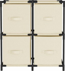vidaXL Ντουλάπι με 4 Υφασμάτινα Καλάθια Κρεμ 63x30x71 εκ. από Ατσάλι