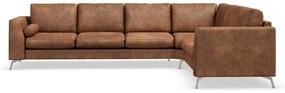 Γωνιακός Καναπές Seattle 180, Ασημί, Καφέ, 340x270x88cm, Πόδια: Μέταλλο | Epipla1.gr