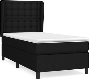 vidaXL Κρεβάτι Boxspring με Στρώμα Μαύρο 90x200 εκ. Υφασμάτινο