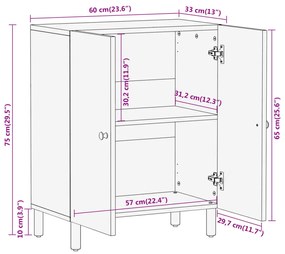 Ντουλάπι Βοηθητικό 60 x 33 x 75 εκ. από Μασίφ Ξύλο Ακακίας - Καφέ