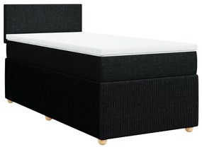 vidaXL Κρεβάτι Boxspring με Στρώμα Μαύρο 100 x 200 εκ. Υφασμάτινο