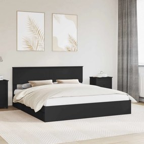 vidaXL Κρεβάτι Αποθήκης Μαύρο 200 x 200 cm Επεξεργασμένο ξύλο