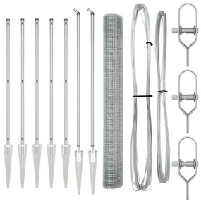 vidaXL Στύλος Περιφράξεων Ασημί 10 x 1,2 μ (διχτυωτό 25 x 25 χιλ.)
