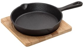 ΤΗΓΑΝΑΚΙ ΤΕΤΡ. CAST-IRON ΜΑΥΡΟ D: 16 H: 4CM ΜΕ ΒΑΣΗ BAMBOO | Συσκευασία 2 τμχ