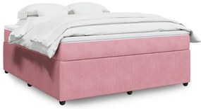 vidaXL Κρεβάτι Boxspring με Στρώμα Ροζ 180x200 εκ. Βελούδινο