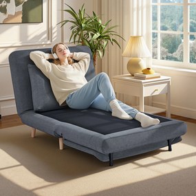 Πολυθρόνα-κρεβάτι 3-σε-1 με λειτουργία κρεβατιού, ανακλινόμενη πολυθρόνα, ρυθμιζόμενη πλάτη, πόδια από ξύλο οξιάς, μαξιλάρι, γκρι