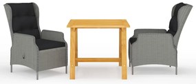 vidaXL Σετ Τραπεζαρίας Κήπου 3 Τεμαχίων Ανοιχτό Γκρι