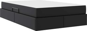 vidaXL Κρεβάτι με αποθηκευτικό χώρο και στρώμα 2 pcs Μαύρο Δέρμα