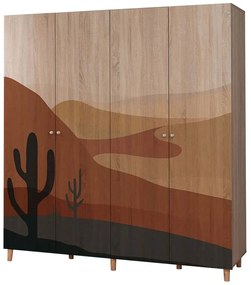 Ντουλάπα Παιδική Τετράφυλλη Loni 869VEL8686 180x52x192cm Multi Four Door