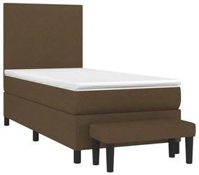 vidaXL Κρεβάτι Boxspring με Στρώμα Σκούρο Καφέ 90x200 εκ. Υφασμάτινο