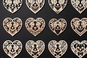 Σετ των 3 Intra απο ξύλο plywood 3mm-4mm πάχος - Decorative Hearts Dog Cut Laser 02 Δίασταση 4x4 cm INTRAFABR-112576951