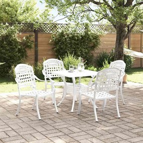 vidaXL Σερβίτσιο τραπεζιού κήπου 5 pcs Λευκό Χυτό αλουμίνιο