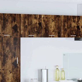 vidaXL Κρεμαστό ντουλάπι με αποθήκευση 2 pcs Καπνιστός Δρυς και Λευκό