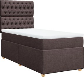 vidaXL Κρεβάτι Boxspring με Στρώμα Σκούρο Καφέ 100x200 εκ. Υφασμάτινο