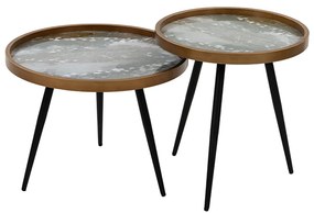 REEF COFFEE TABLE ΠΟΛΥΧΡΩΜΟ ΜΕ PATTERN ΜΑΥΡΟ D60xH45cm - Μέταλλο - 04-0435