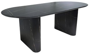 Τραπέζι Nembou  mdf σε απόχρωση μαύρου μαρμάρου 210x100x76εκ - ΚΩΔ:127-000188