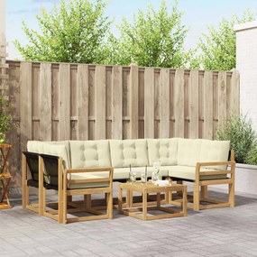 vidaXL Σειρά Καναπέ Εξωτερικού με μαξιλάρι 7 pcs Λευκό και Κρεμ