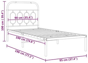 ΠΛΑΙΣΙΟ ΚΡΕΒΑΤΙΟΥ ΜΕ ΚΕΦΑΛΑΡΙ ΛΕΥΚΟ 90 X 190 ΕΚ. ΜΕΤΑΛΛΙΚΟ 377158