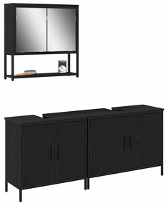vidaXL Σετ Επίπλων Μπάνιου με αποθήκευση 3 pcs Μαύρο 80 x 30 x 44 εκ.