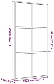 Συρόμενη Πόρτα Χρυσή 102,5x205 εκ. Αμμοβολή ESG Γυαλί/Αλουμίνιο - Χρυσό