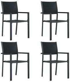Καρέκλες Κήπου 4 τεμ. Μαύρες με Όψη Ρατάν Πλαστικές