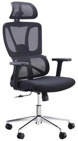 Office manager chair Aish fabric mesh black 64x66x130cm 64x66x130 εκ.