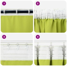 vidaXL Κουρτίνες με κουρτίνες 2 pcs Λαχανί 225 x 140 εκ. Πολυεστέρας