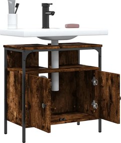 vidaXL Ντουλάπι Νιπτήρα Μπάνιου Καπνιστή Δρυς 60x30x60 εκ. Επεξ. Ξύλο