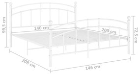 Πλαίσιο Κρεβατιού Λευκό 140 x 200 εκ. Μεταλλικό - Λευκό