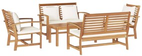 Σετ Καναπέ Κήπου 5 pcs Φυσικό Στερεό Ξύλο Τίκ