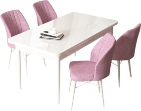 Dining Table &amp; Chairs Set (5 Pieces) Arp - White, Pink White
Pink