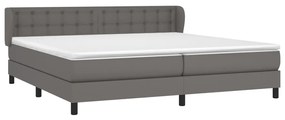 vidaXL Κρεβάτι Boxspring με Στρώμα Γκρι 200x200 εκ. Συνθετικό Δέρμα