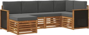 vidaXL Σαλονάκι Γωνιακού Καναπέ με μαξιλάρι 5 pcs Φυσικό και Ανθρακί