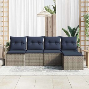 vidaXL Σετ Καναπέ 5 pcs Γκρι συνθετικό ρατάν