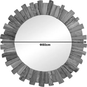 Καθρέπτης Rounder pakoworld teak ξύλο σε φυσική απόχρωση Φ80x4εκ