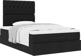 vidaXL Οθωμανικό κρεβάτι με στρώμα Μαύρο 120x190 cm Ύφασμα