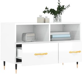 vidaXL Έπιπλο Τηλεόρασης Γυαλ. Λευκό 80x36x50 εκ. Επεξεργασμένο Ξύλο